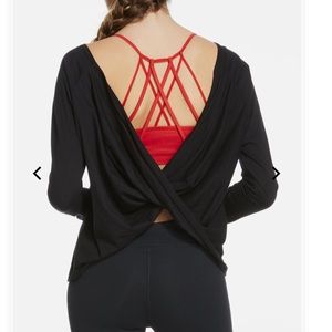 Fabletics Switch Back Tee Black Top. SZ.XS, NWOT